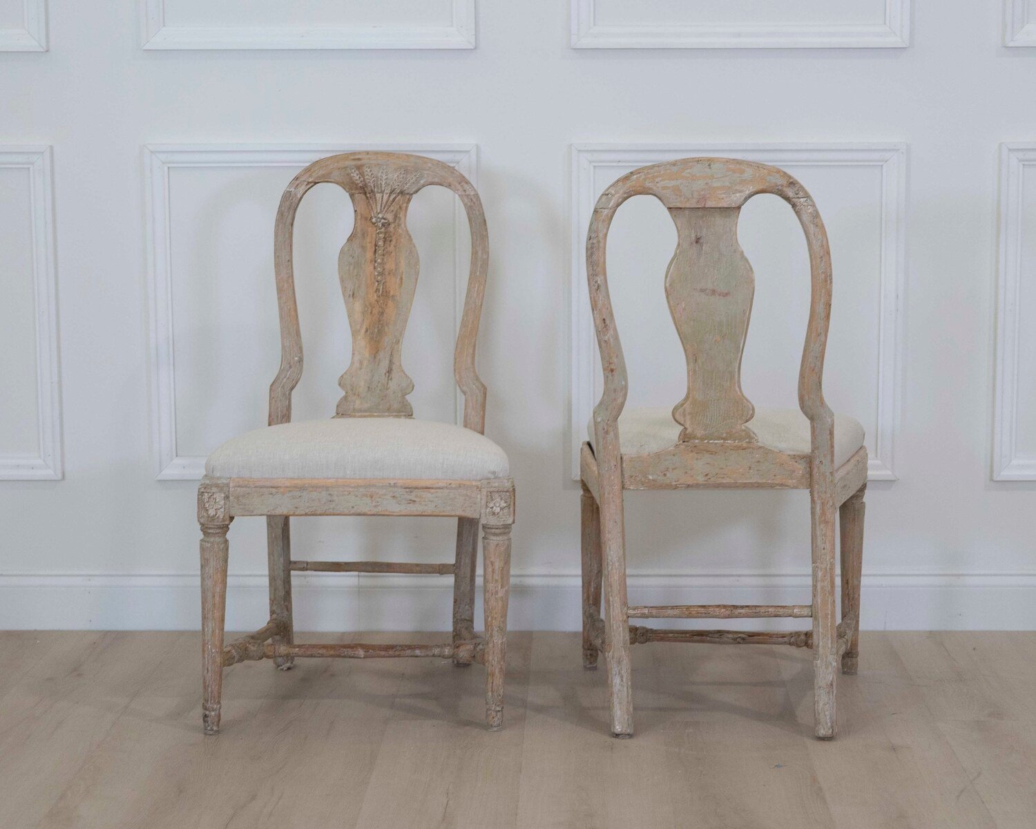 Pair of 19th Century Provincial Gustavian Chairs in Original Paint - JAA