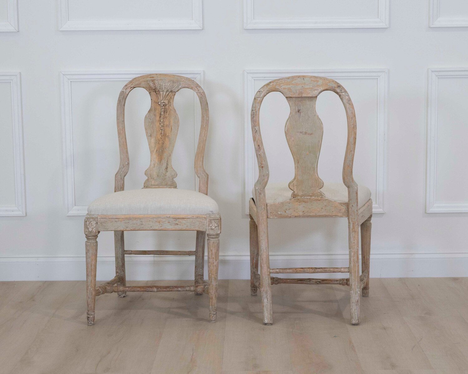 Pair of 19th Century Provincial Gustavian Chairs in Original Paint - JAA