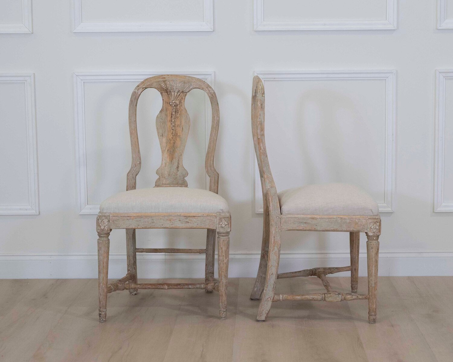 Pair of 19th Century Provincial Gustavian Chairs in Original Paint - JAA