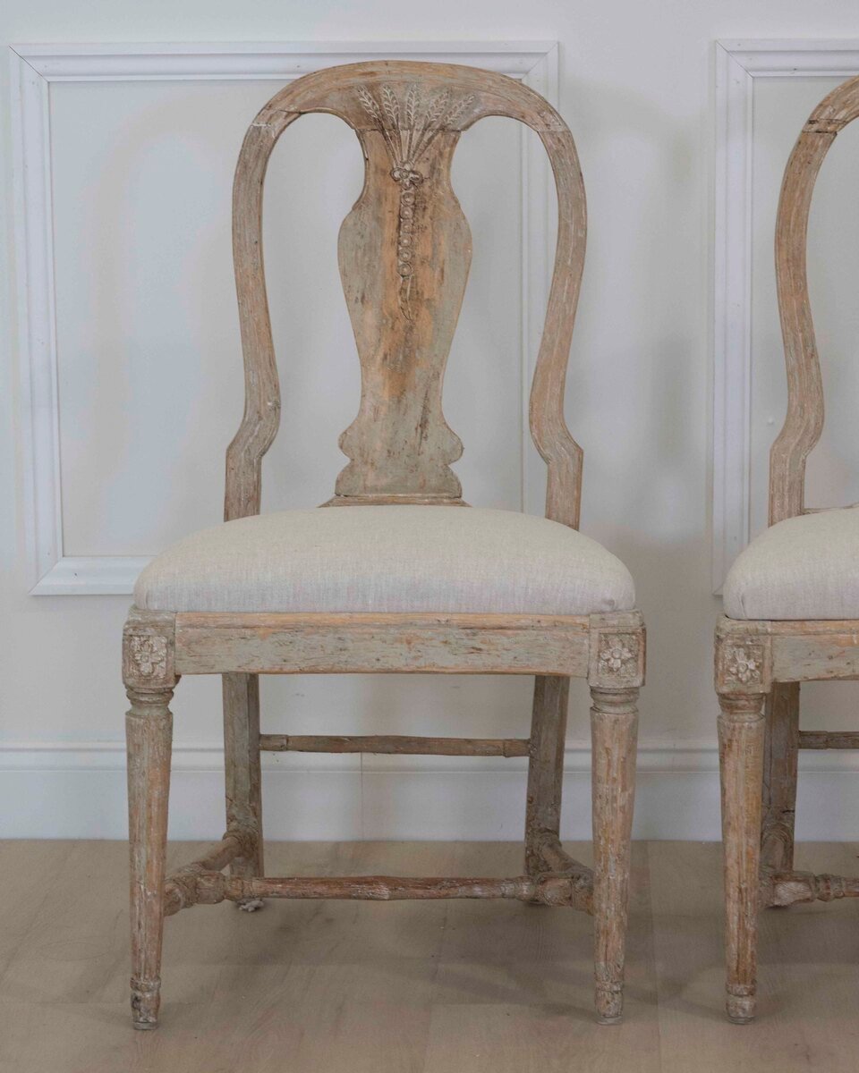 Pair of 19th Century Provincial Gustavian Chairs in Original Paint - JAA
