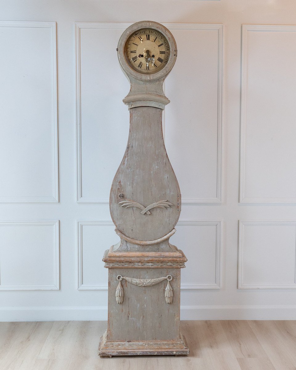 Gustavian Tall Case Clock in Original Paint, circa 1820 - JAA