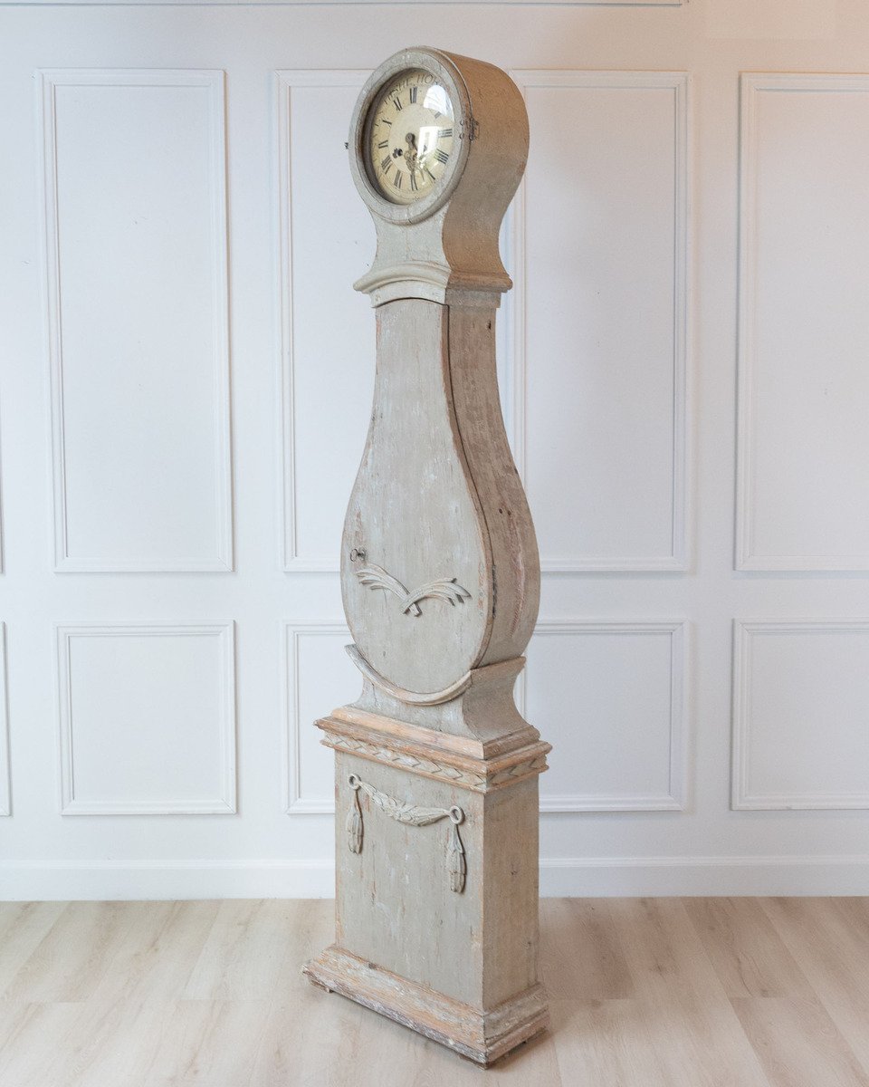 Gustavian Tall Case Clock in Original Paint, circa 1820 - JAA