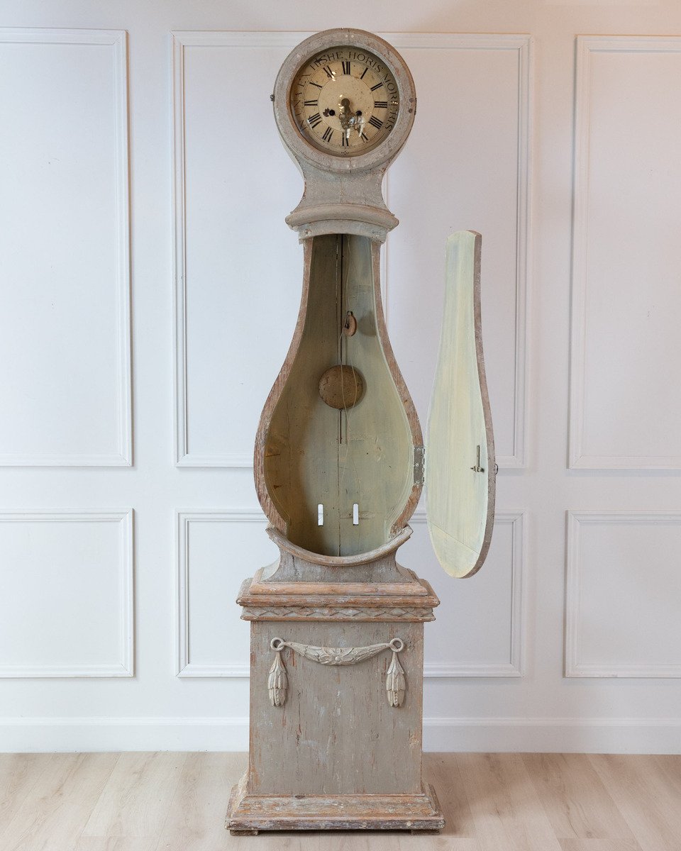 Gustavian Tall Case Clock in Original Paint, circa 1820 - JAA