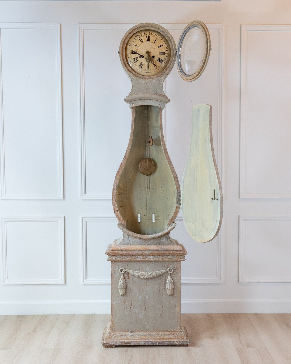 Gustavian Tall Case Clock in Original Paint, circa 1820 - JAA