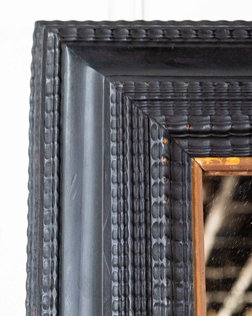 Large 19th Century Italian Ebonized and Faux Tortoiseshell Mirror - JAA