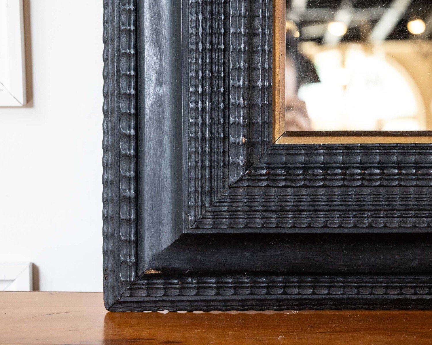 Large 19th Century Italian Ebonized and Faux Tortoiseshell Mirror - JAA