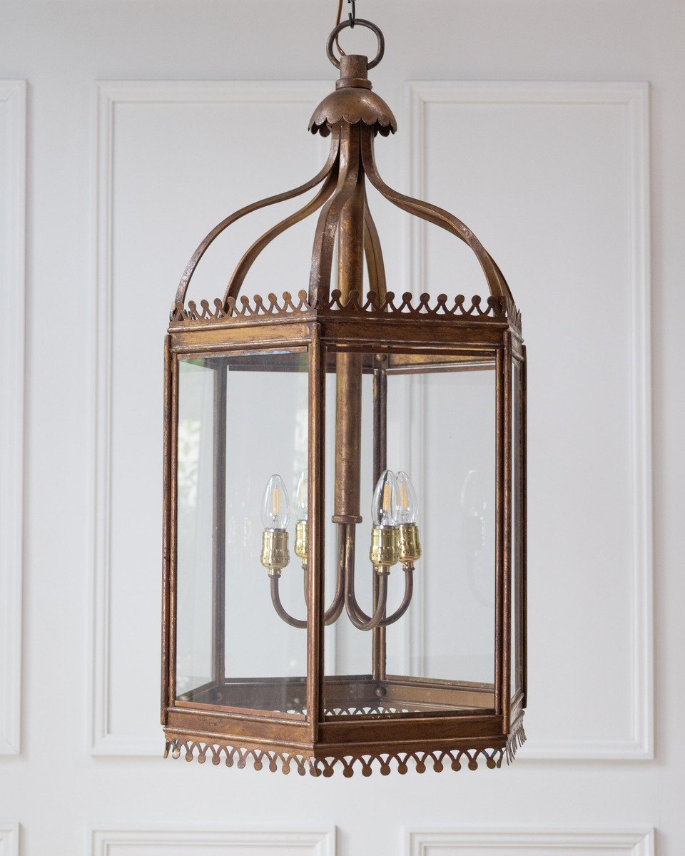 English 21st Century Gilt Brass Gothic-Style Lantern - JAA