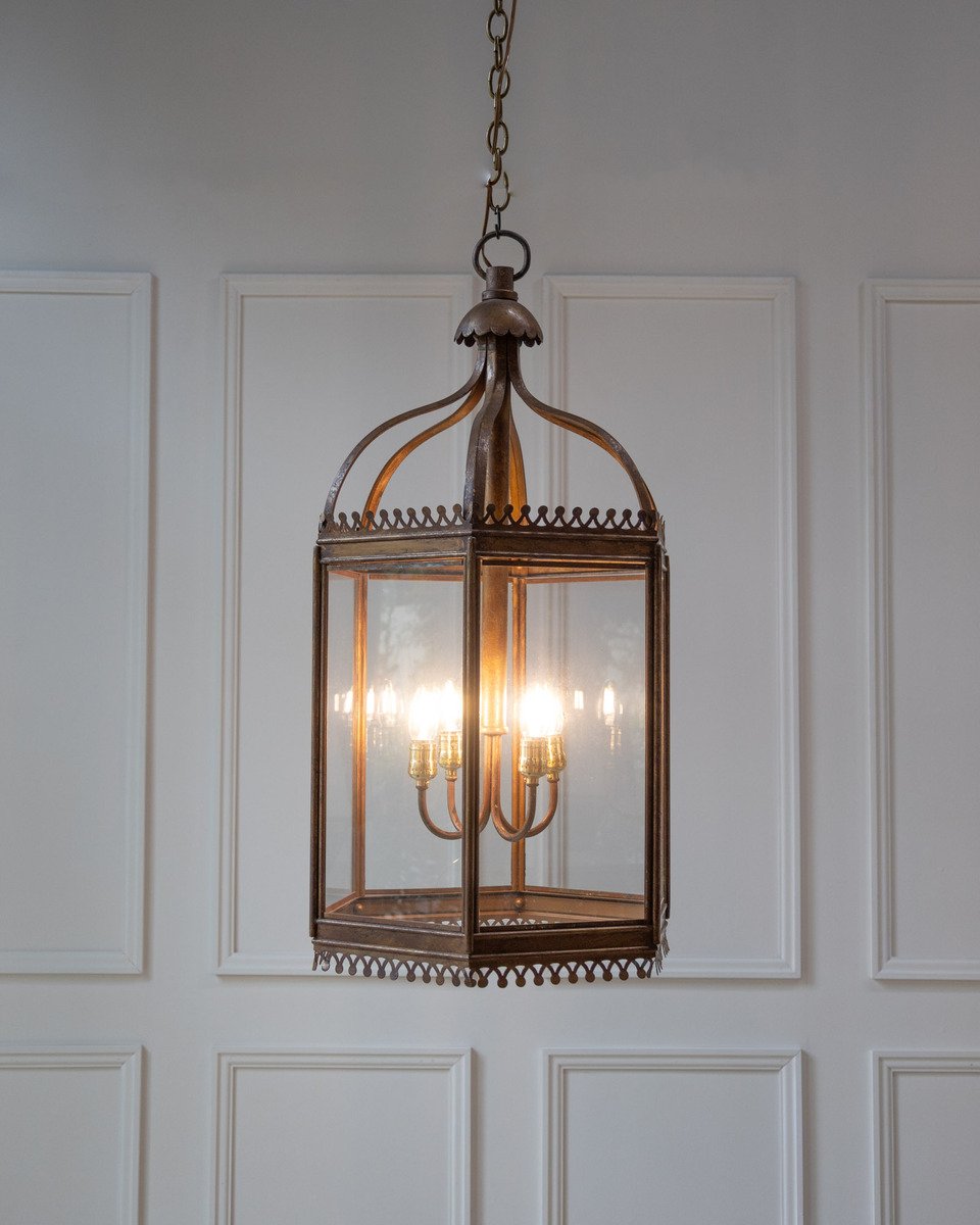 English 21st Century Gilt Brass Gothic-Style Lantern - JAA