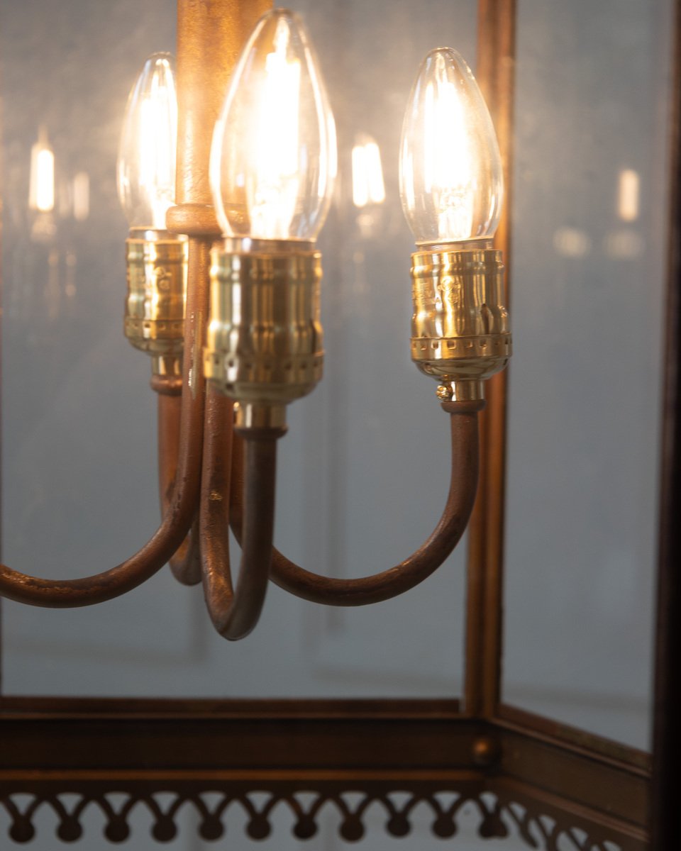English 21st Century Gilt Brass Gothic-Style Lantern - JAA