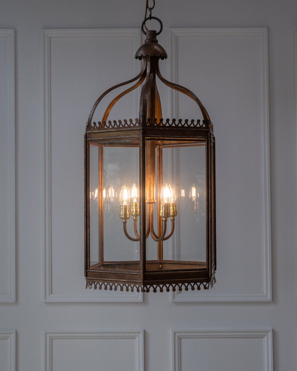 English 21st Century Gilt Brass Gothic-Style Lantern - JAA