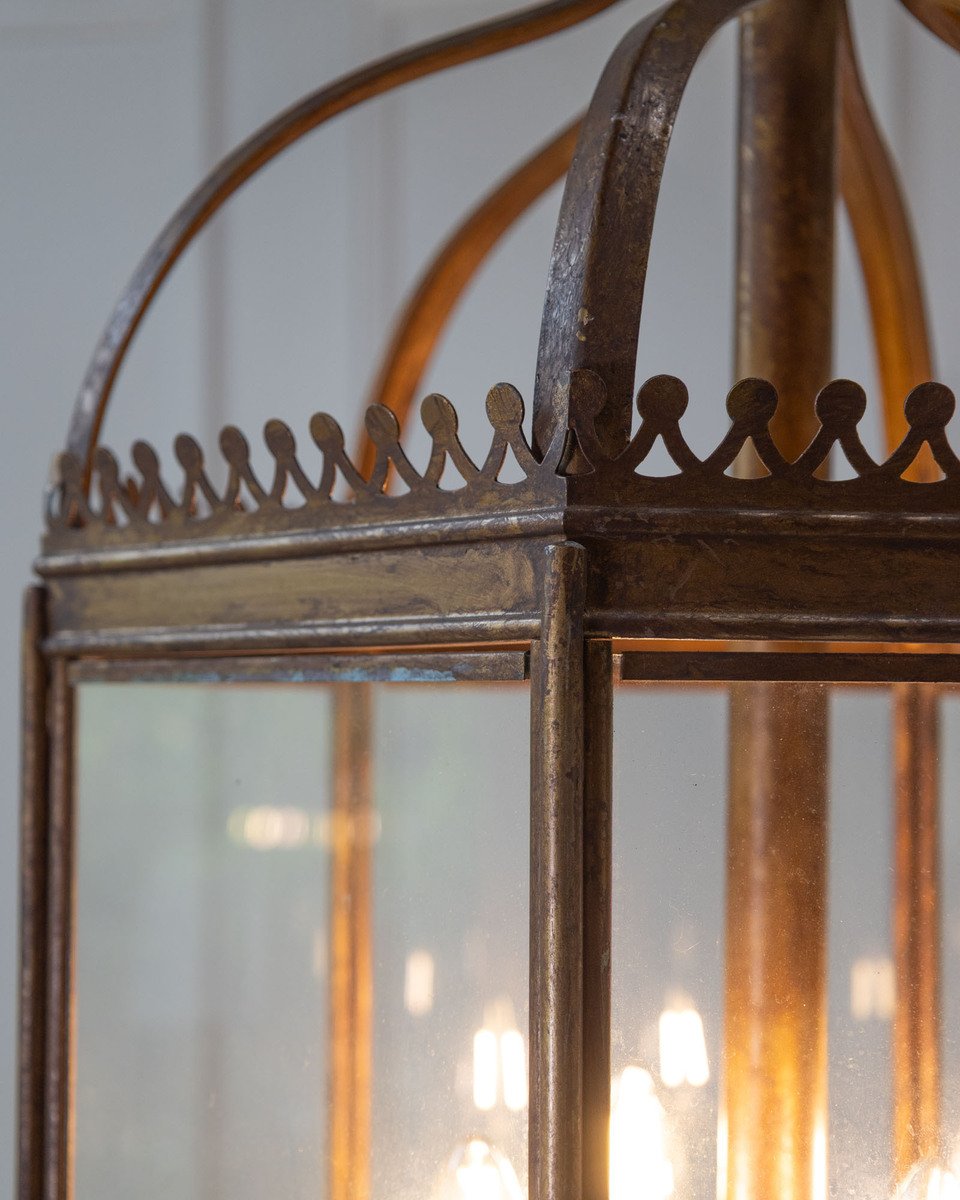 English 21st Century Gilt Brass Gothic-Style Lantern - JAA