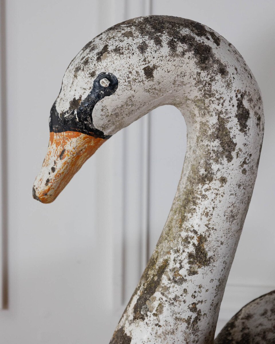 Pair of English Cast Stone Swan Planters, circa 1950 - JAA