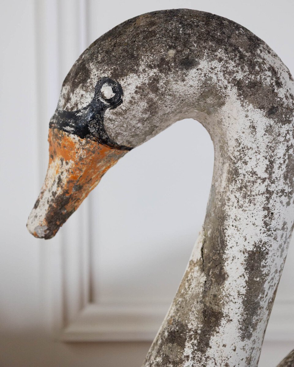 Pair of English Cast Stone Swan Planters, circa 1950 - JAA