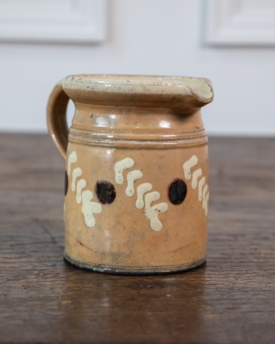 French 19th Century Terracotta Pottery Pitchers with Floral Décor - JAA