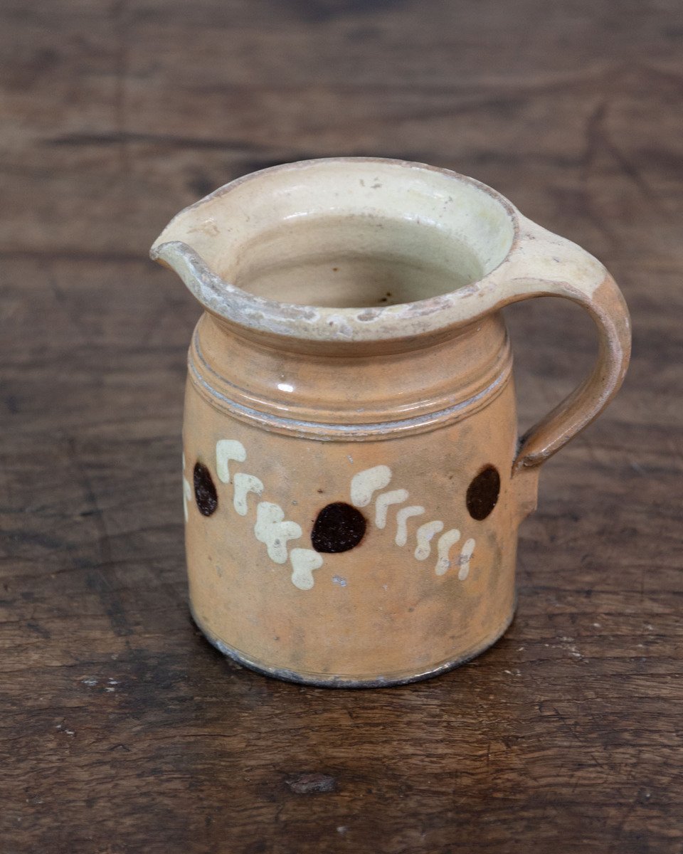 French 19th Century Terracotta Pottery Pitchers with Floral Décor - JAA