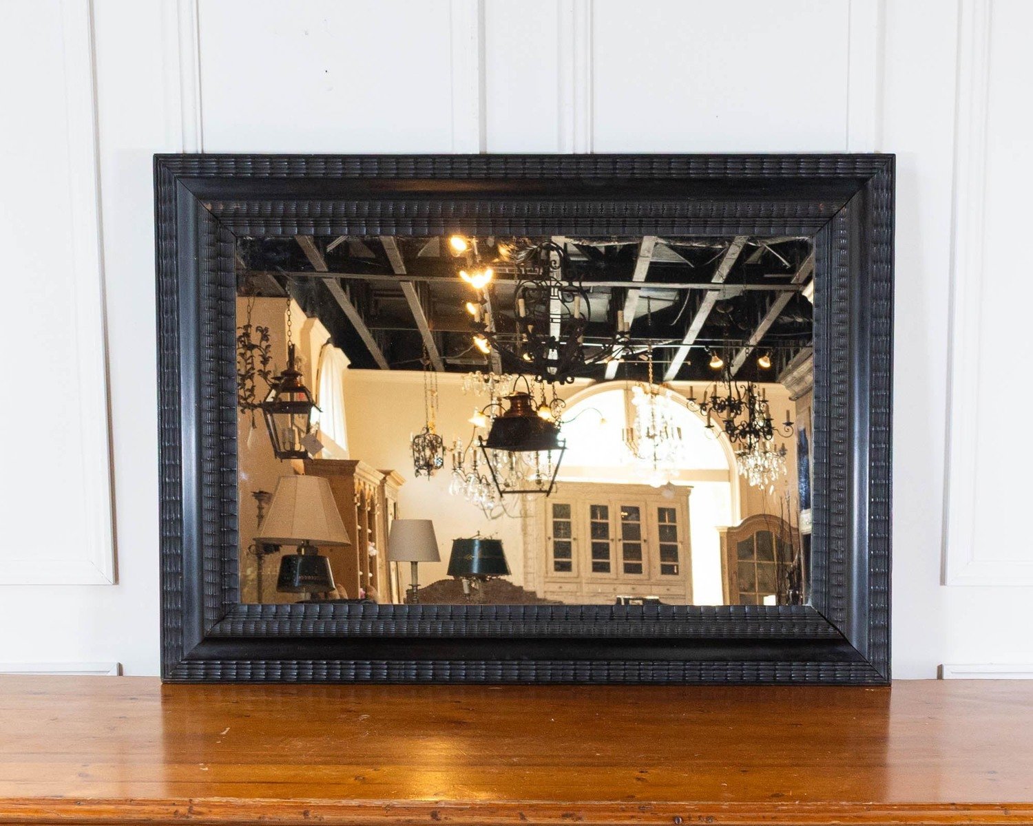 Large 19th Century Italian Ebonized Wall Mirror - JAA