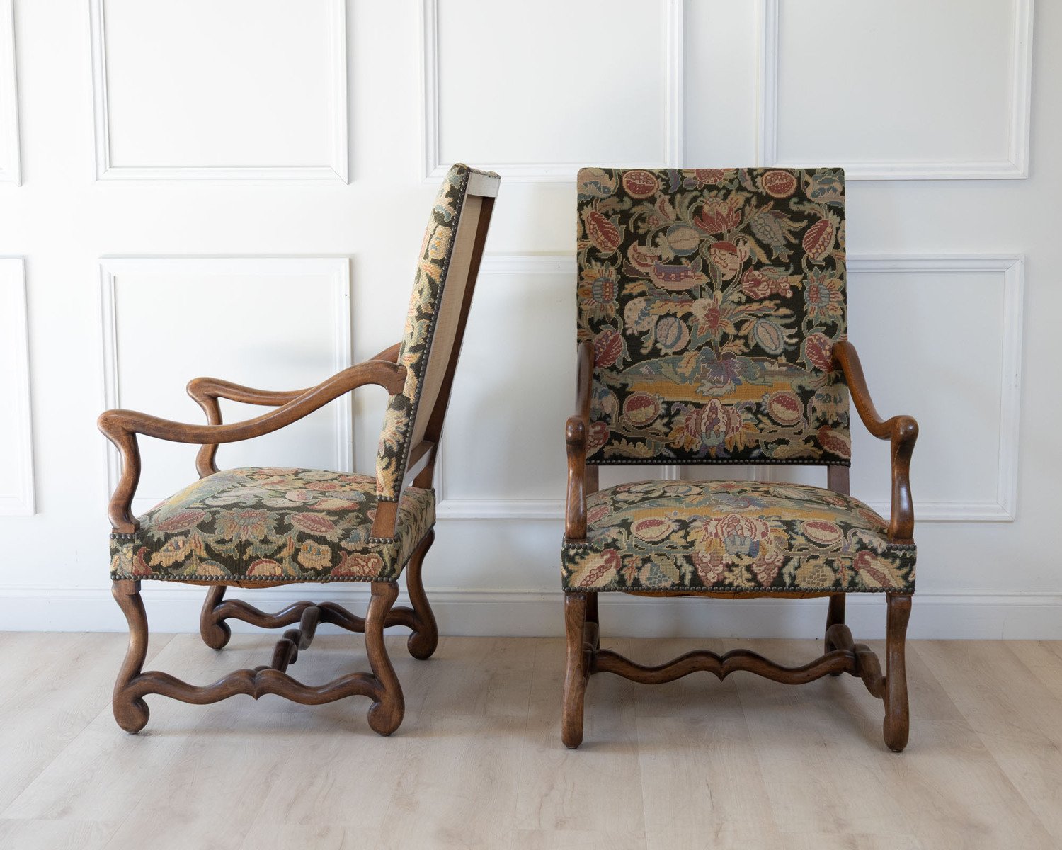 Pair of French Beech Os de Mouton Armchairs, circa 1900 - JAA