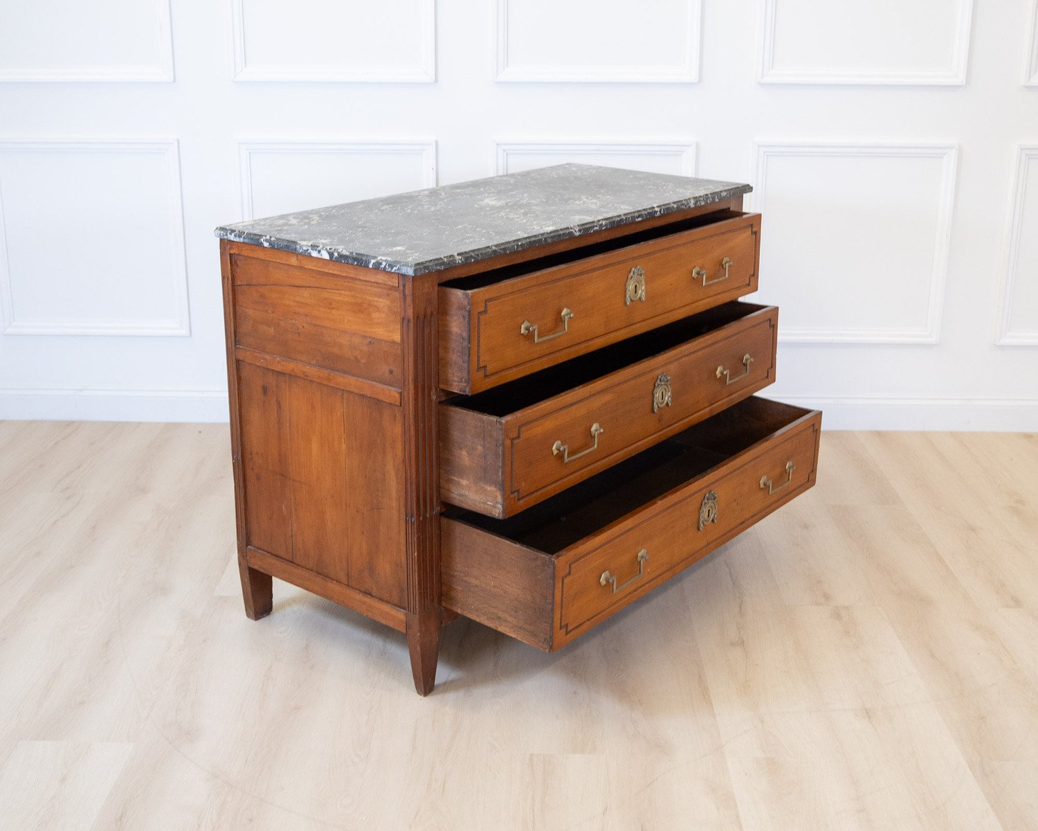 19th Century Louis XVI Style Chest of Drawers with Marble Top - JAA