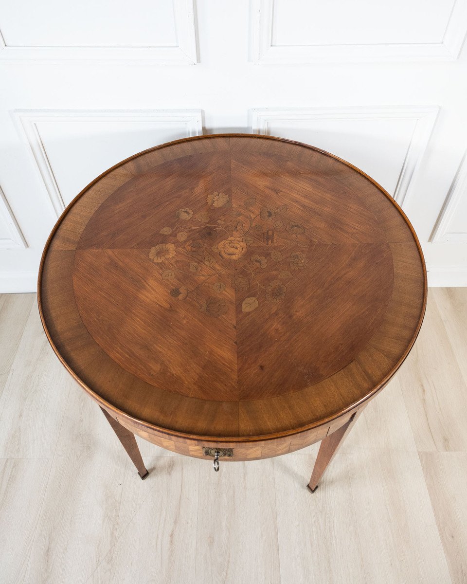 French Marquetry Gueridon Games Table with Reversible Chessboard Top - JAA