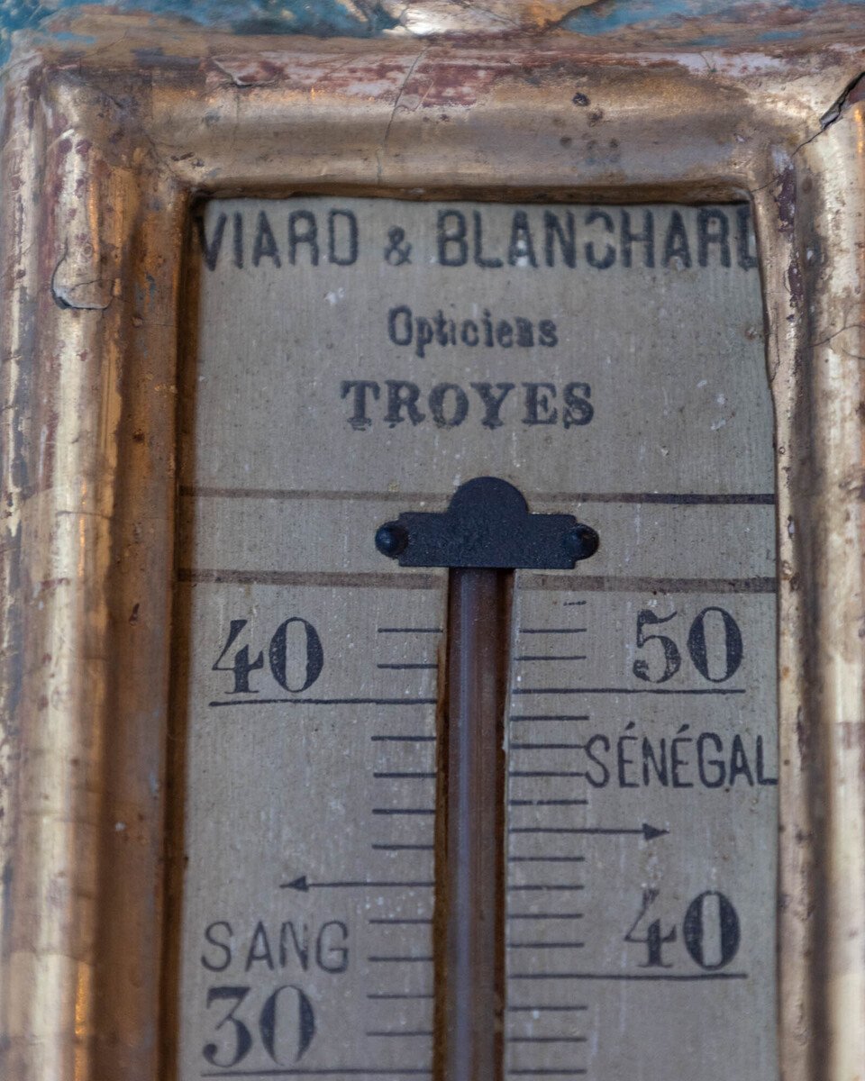 Louis XVI Painted and Gilded Barometer and Thermometer by Viard and Blanchard, 18th Century - JAA