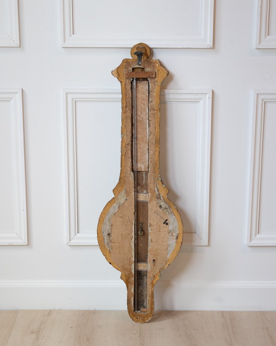 Louis XVI Painted and Gilded Barometer and Thermometer by Viard and Blanchard, 18th Century - JAA
