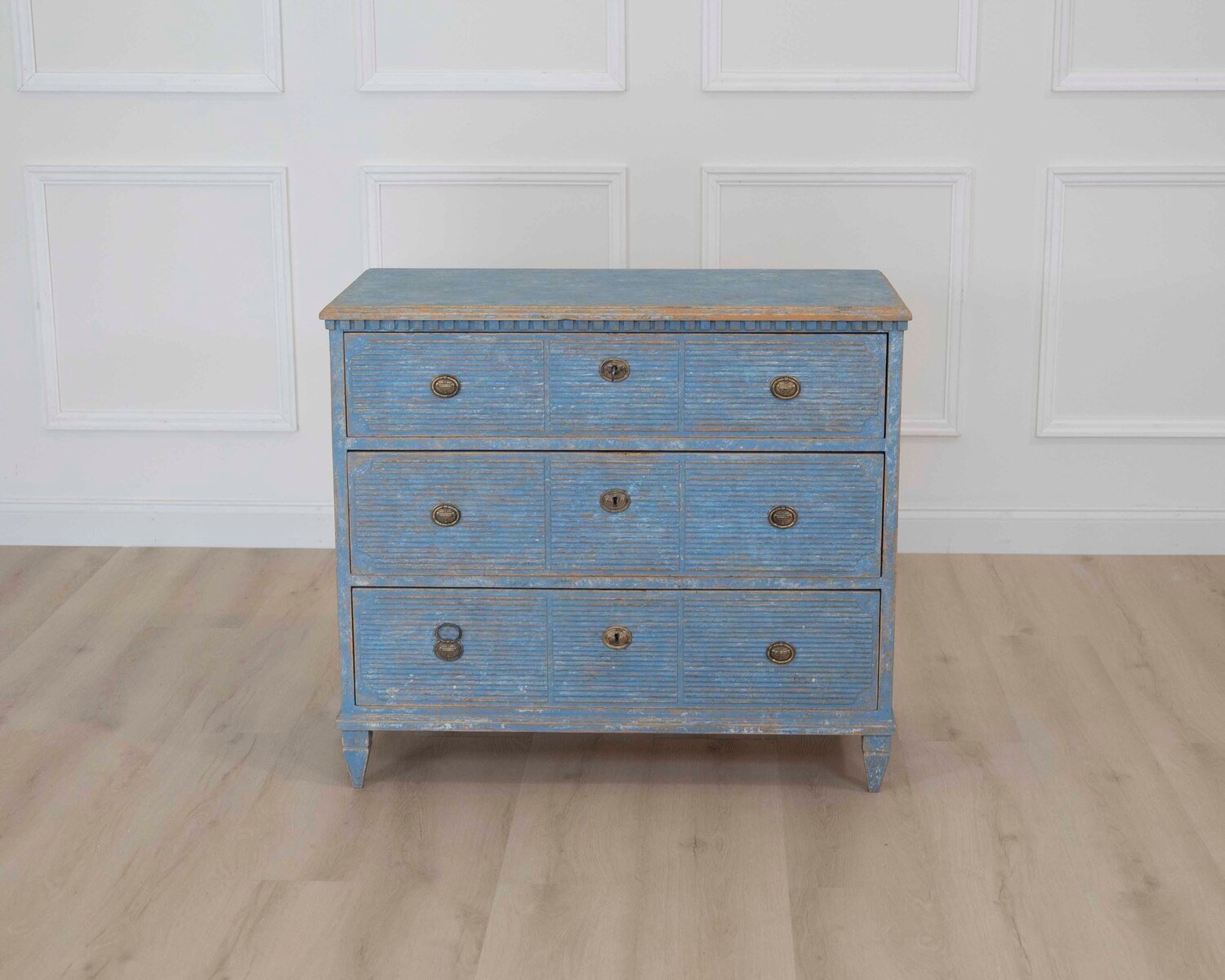 19th Century Swedish Blue Painted Chest of Drawers - JAA
