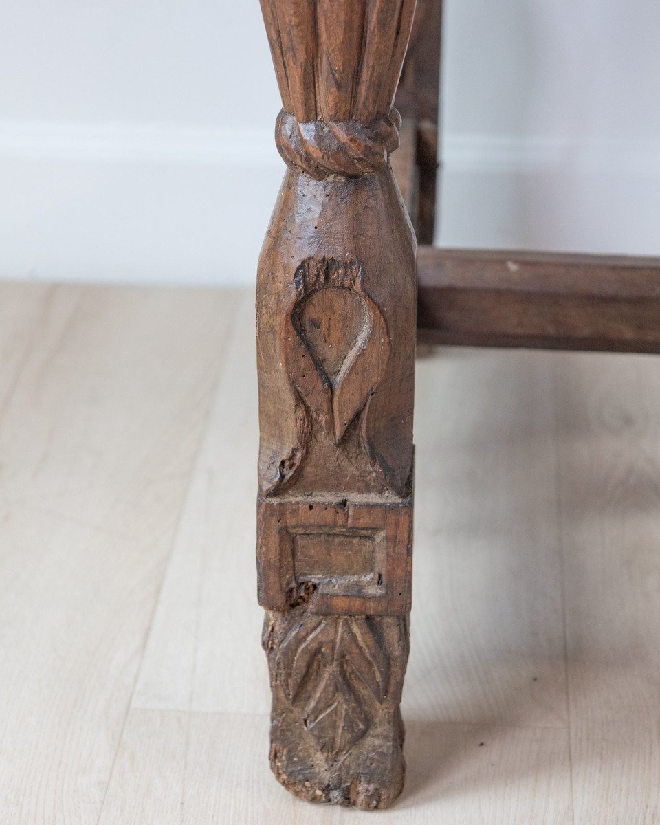 Early 19th century Portuguese carved chestnut two drawer table - JAA