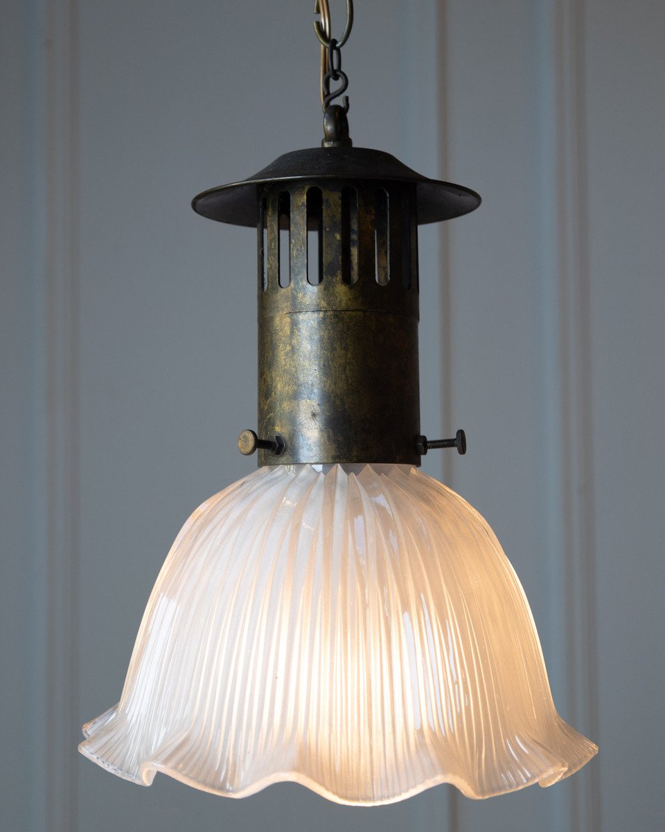 Pair of 20th Century Holophane Pendant Lights - JAA