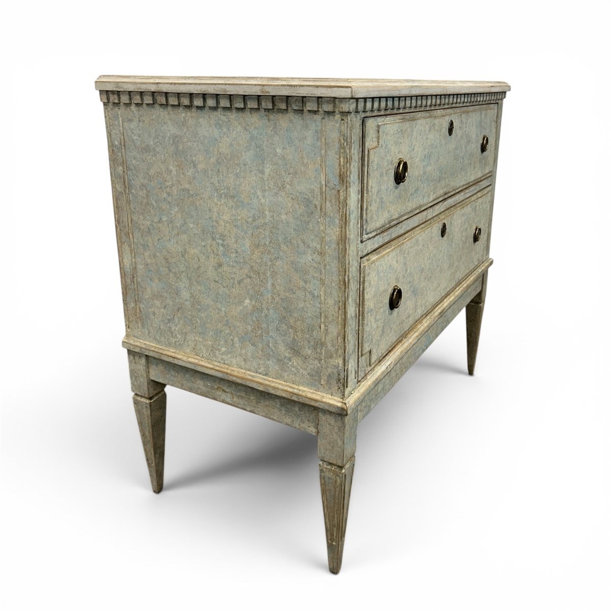 A classic pair of Gustavian-style chests of drawers in light blue - JAA