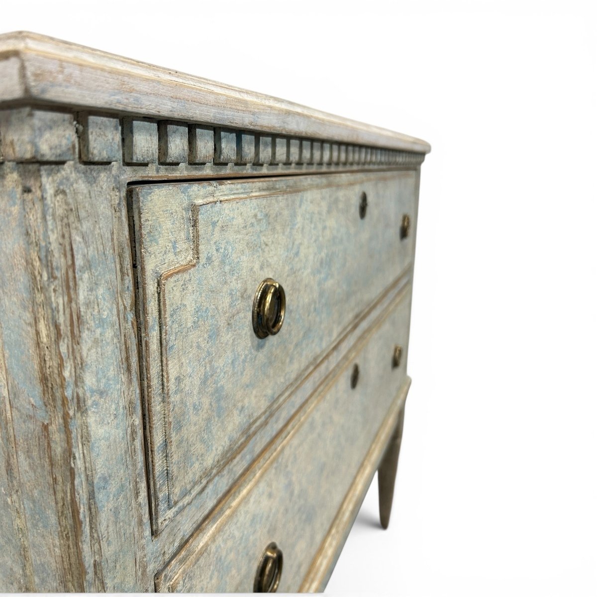 A classic pair of Gustavian-style chests of drawers in light blue - JAA