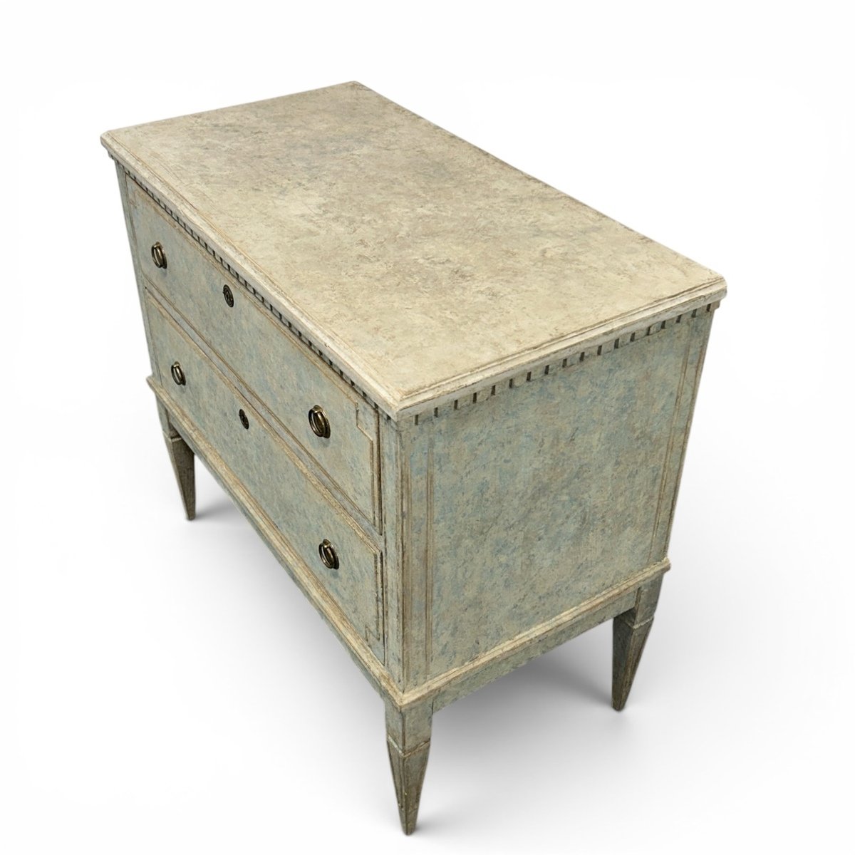 A classic pair of Gustavian-style chests of drawers in light blue - JAA