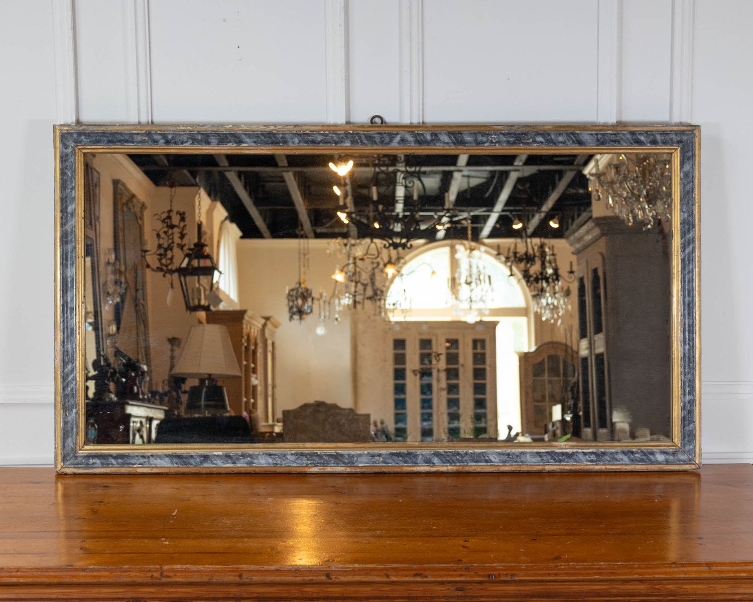 Large 19th Century Italian Faux Marble Painted Mirror - JAA