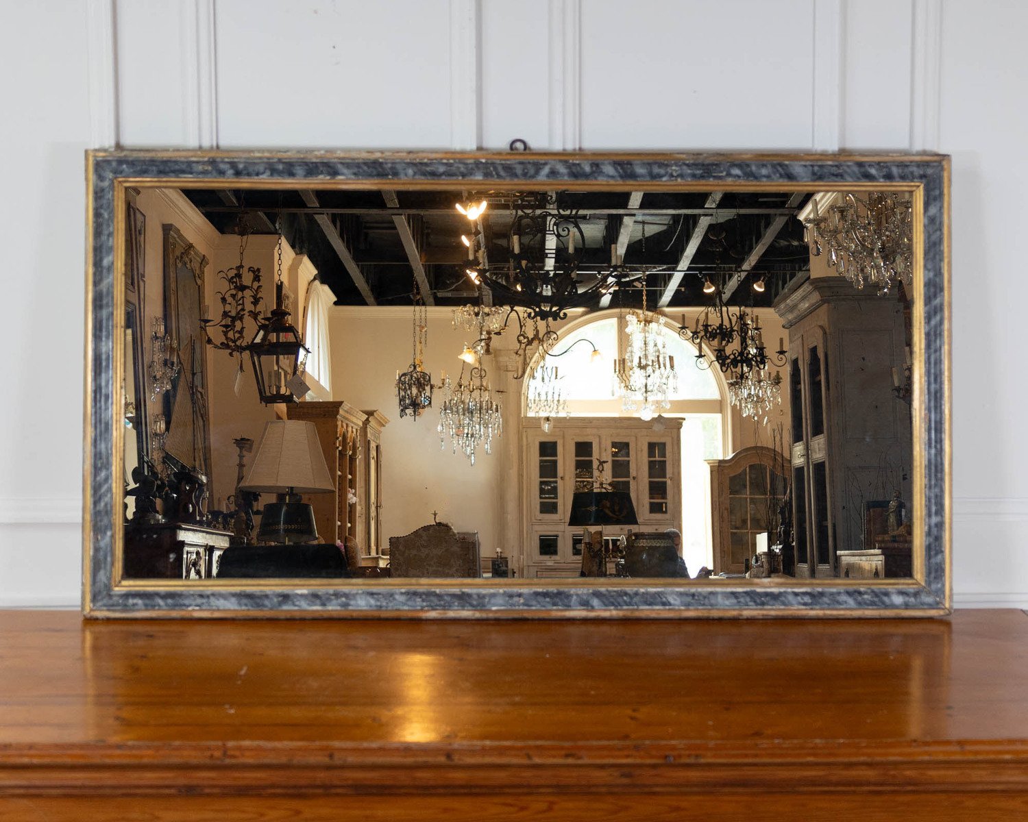Large 19th Century Italian Faux Marble Painted Mirror - JAA