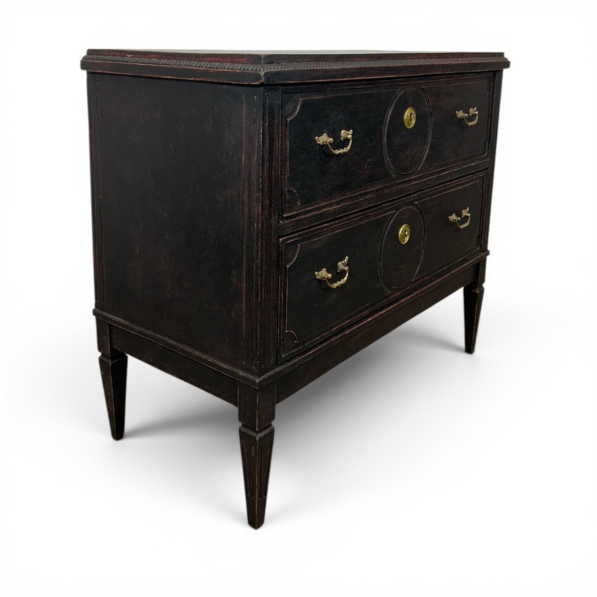 An antique Gustavian-style chest of drawers in black - JAA