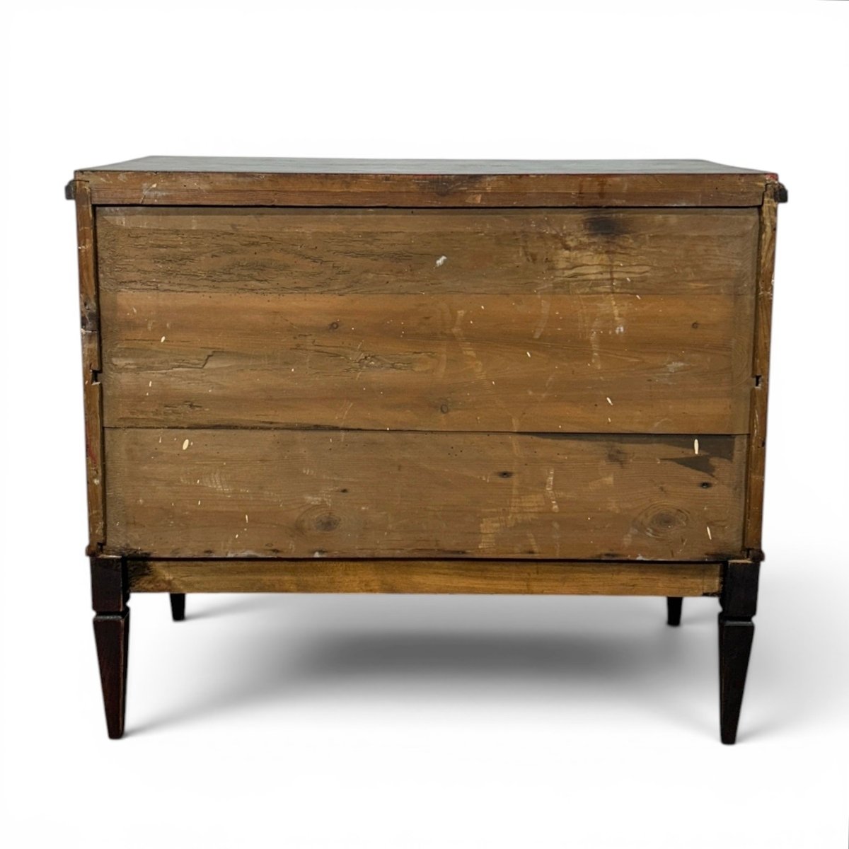 An antique Gustavian-style chest of drawers in black - JAA