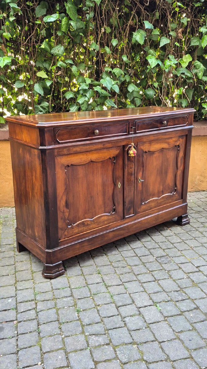 Italian Louis Philippe Walnut Buffet with Two Drawers - JAA