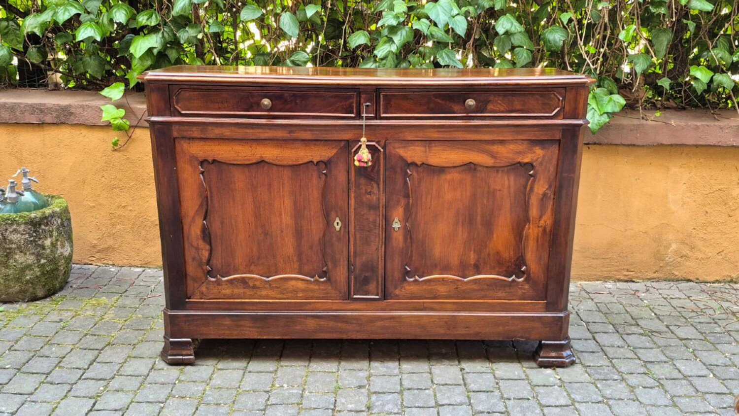 Italian Louis Philippe Walnut Buffet with Two Drawers - JAA