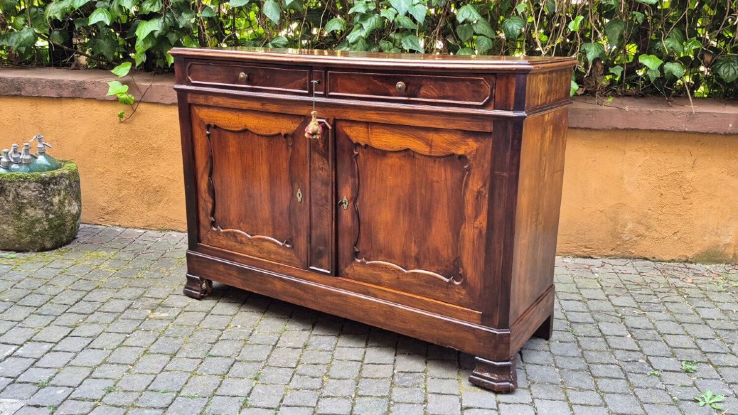 Italian Louis Philippe Walnut Buffet with Two Drawers - JAA