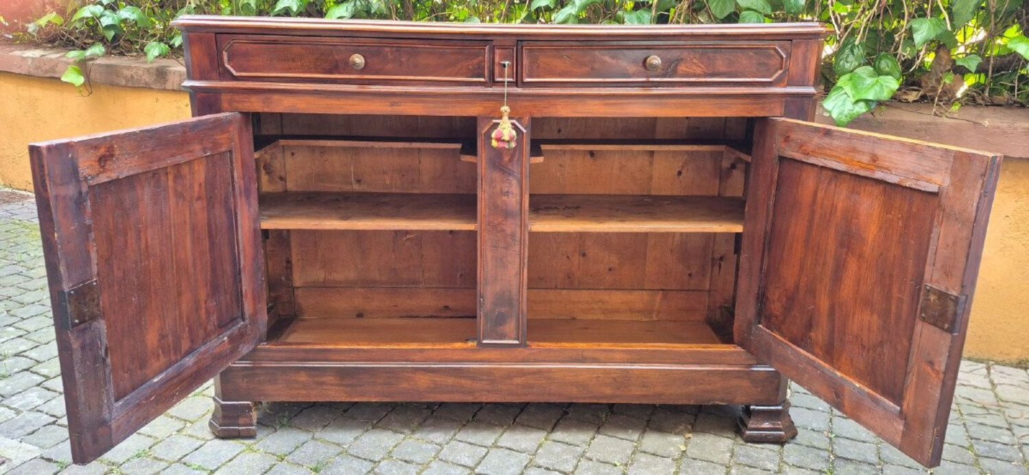 Italian Louis Philippe Walnut Buffet with Two Drawers - JAA
