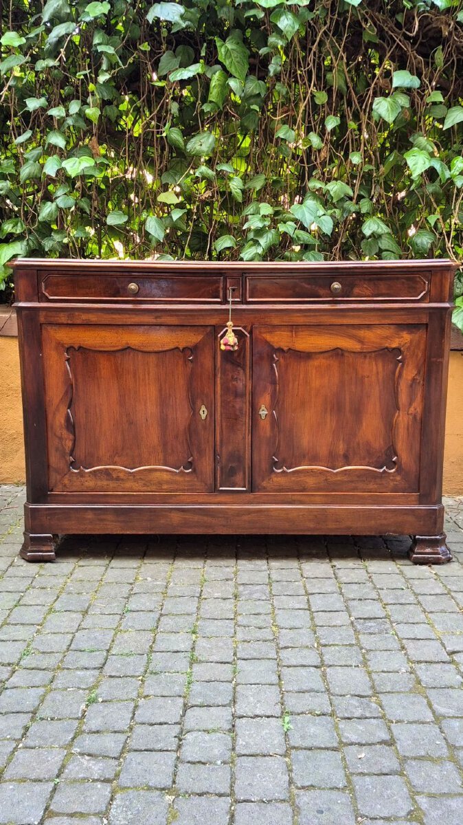 Italian Louis Philippe Walnut Buffet with Two Drawers - JAA