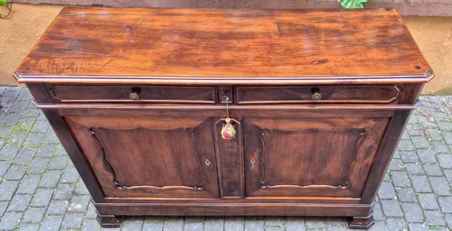 Italian Louis Philippe Walnut Buffet with Two Drawers - JAA