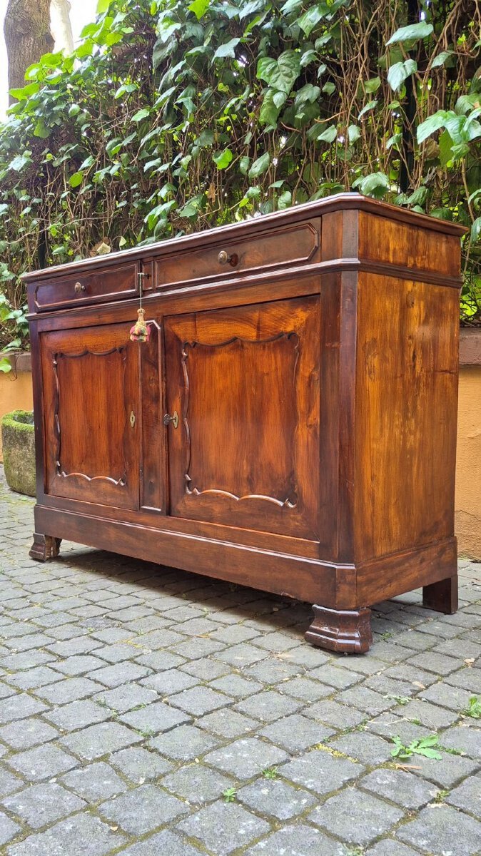 Italian Louis Philippe Walnut Buffet with Two Drawers - JAA