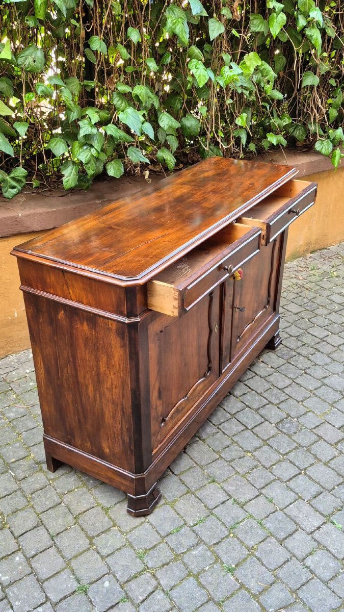 Italian Louis Philippe Walnut Buffet with Two Drawers - JAA