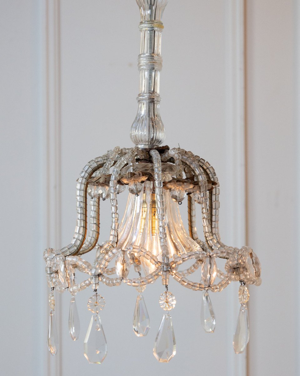 Early 20th Century Italian Crystal and Giltwood Chandelier - JAA