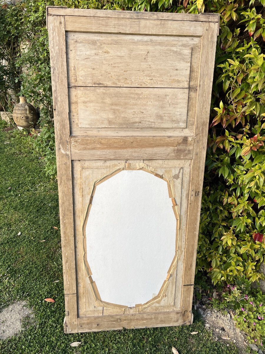 Louis XVI Trumeau Mirror In Natural Wood - JAA