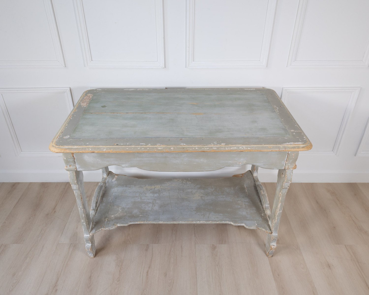 Antique French Draper’s Table in Painted Fir Wood with Drawer - JAA