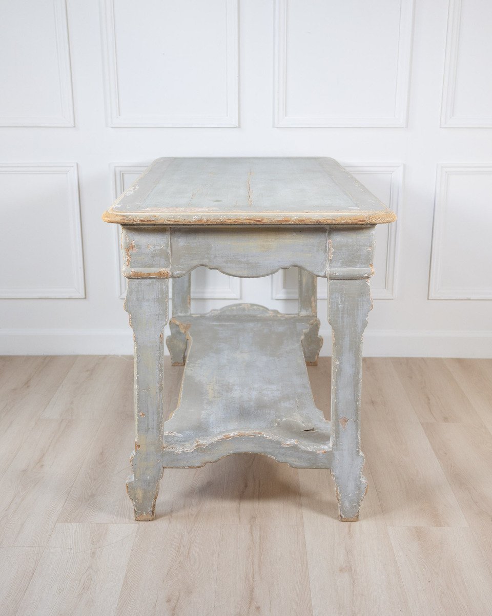 Antique French Draper’s Table in Painted Fir Wood with Drawer - JAA