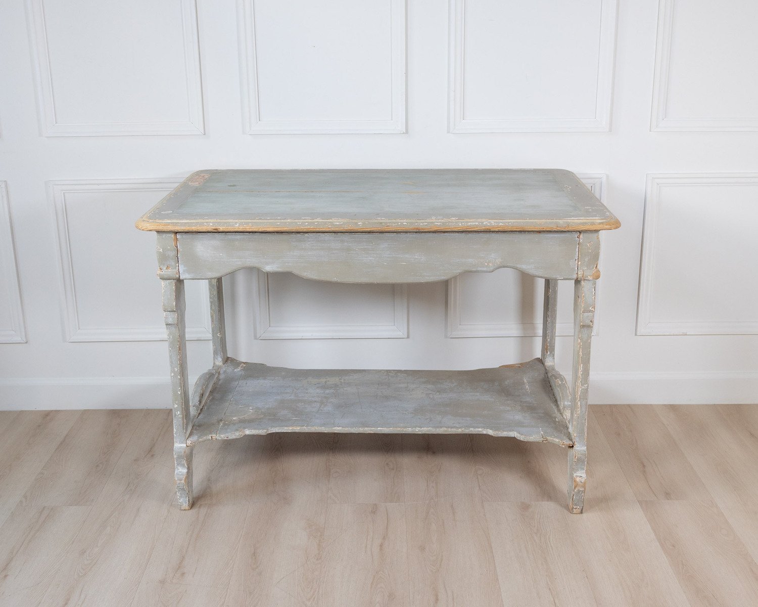 Antique French Draper’s Table in Painted Fir Wood with Drawer - JAA