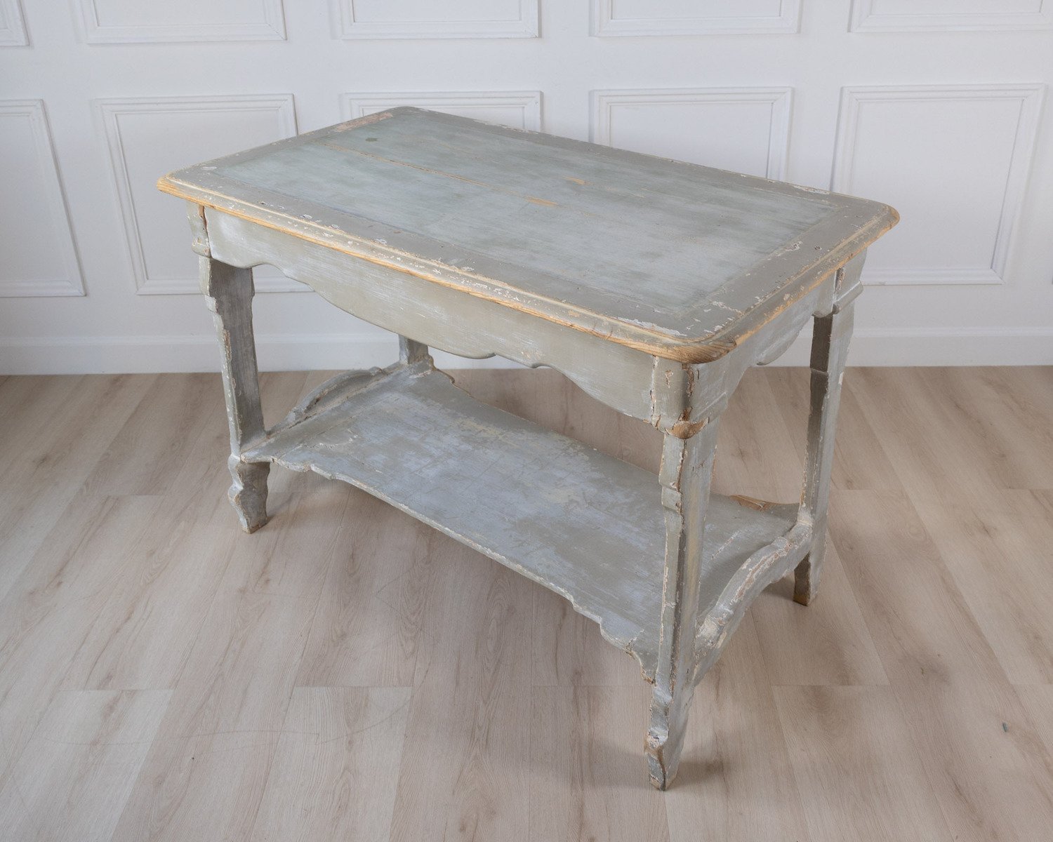 Antique French Draper’s Table in Painted Fir Wood with Drawer - JAA