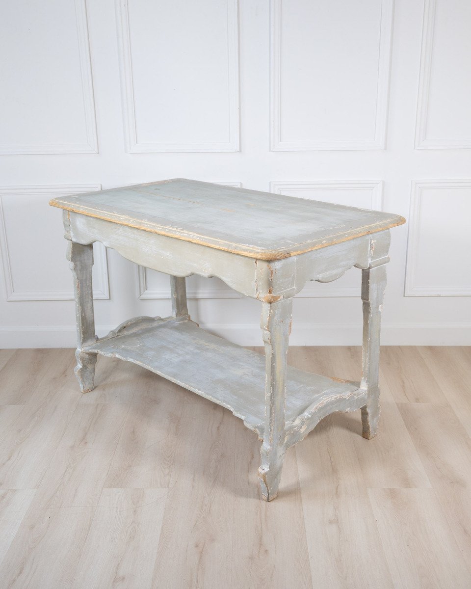 Antique French Draper’s Table in Painted Fir Wood with Drawer - JAA